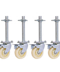 Heavy Duty 6 Inch Locking Swivel Caster Wheels for Scaffolding with Adjustable Stem and Brakes, Industrial Nylon, 500kg Capacity