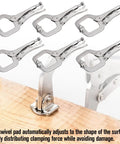 Heavy Duty 6 Inch C Clamp Locking Pliers Set Of 6 With Adjustable Swivel Pads For Woodworking Welding DIY Projects on wood surface