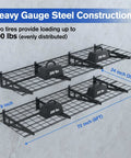 2-Pack 6ft Garage Wall Shelving System With 72-Inch By 24-Inch Heavy Duty Metal Wall Mounted Shelves 800 Lbs Total Load Capacity