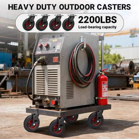8 inch outdoor heavy duty rubber caster wheels designed for rough terrain, industrial swivel casters with brake for.