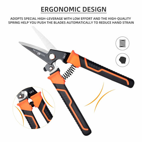 Heavy Duty 9 Inch Multipurpose Scissors With Serrated Edge For Carpet Cardboard Fabric Copper Wire And Tree Branches