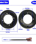 Dimensions of Six Pack 9 Inch Lazy Susan Bearings Heavy Duty Turntable Bearing Swivel Plate Five Sixteenths Inch Thick, front and back view.