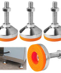 Heavy Duty Adjustable Chrome Plated Furniture Leveling Feet Set Of 4 With M12 Thread And 2.28 Inch Base Diameter Anti Skid Rubber Feet