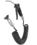 Heavy Duty Air Blow Gun Kit With Sixteen Foot PU Hose For Air Compressor Quick Connect One Quarter Inch High Volume Pro Grade Duster With One Hundred Twenty Millimeter Steel Nozzle Durable PU Line Great For Fast Debris Blowing In The Workshop