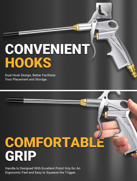 Heavy Duty Air Blow Gun Air Nozzle Blow Gun with extended nozzle and ergonomic grip shown from side view.