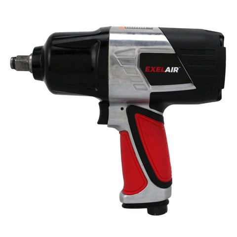 44 Piece Pro Grade Air Tool Accessory Kit With Heavy Duty Impact Wrench, side view showing grip and nozzle