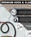 Close-up of Two Pack 20 Inch Tender Spring Kit With Hose Holder And 3 Hole Clamp Holder Heavy Duty Air Line Kit For Semi Truck Trailer And Tractor Two Style Air Line Holders For Tough Road Trips, highlighting premium hook and clamp features.