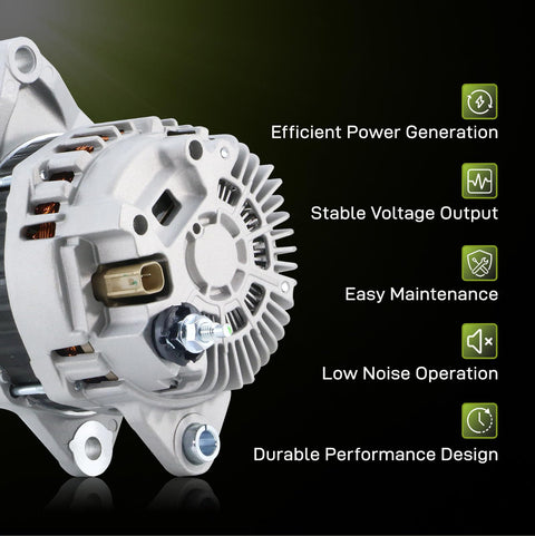 Heavy Duty Replacement Alternator Fits 2011-2013 Chrysler 200, 2007-2010 Sebring, 2007-2012 Dodge Caliber, shown with features