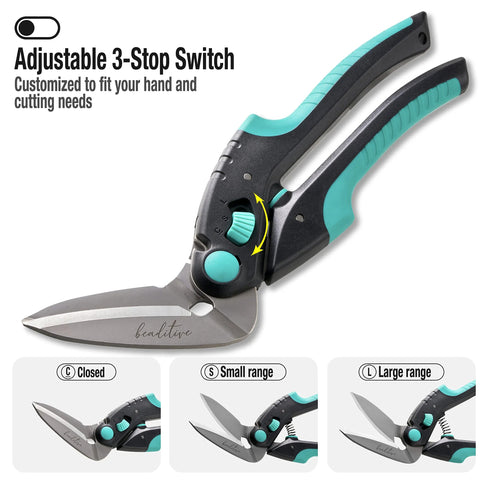 Heavy Duty Multipurpose Angled Craft Scissors 10 Inch Japanese Stainless Steel Serrated Blade Industrial Shears side view