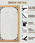 Heavy Duty Anti Sag Gate Kit With 90 Degree Bracket And Hinges For Wooden Fences, showing detailed components and measurements.
