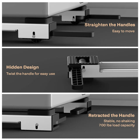 ✝️ Appliance Rollers Heavy Duty,Newest Extendable Appliance Sliders,Liftable Washing Machine Base illustration with handles and design features