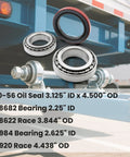 Heavy Duty Axle Bearing Kit for 12K Dexter 10-56 Seal Trailer Axle Replaces 8-214 8-216 9-28 with bearings and seals displayed