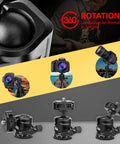 Heavy Duty Ball Head Mount With Built In Three Eighths To One Quarter Inch Adapter 360 Degree Panoramic Metal Camera Mount display