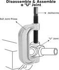 Diagram of Heavy Duty Ball Joint Press Kit With U Joint Removal Tool and 4WD Adapters for disassembling a U joint.