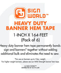 Bulk Pack Of 6 1 Inch Heavy Duty Double Sided Permanent Banner Hem Tape For Vinyl Banners Up To 13oz Each Roll 164 Feet Long