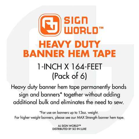 Bulk Pack Of 6 1 Inch Heavy Duty Double Sided Permanent Banner Hem Tape For Vinyl Banners Up To 13oz Each Roll 164 Feet Long