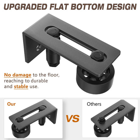 Heavy Duty Sliding Barn Door Floor Guide With Adjustable Rollers And Wall Mount System, Flush Bottom Design For Floor Protection