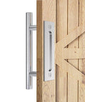 Heavy Duty 12 Inch Pull And Flush Barn Door Handle Set Two Pack With Large Rustic Two Side Design For Gates Garages Sheds And Furniture Solid Carbon Steel With Black Powder Coating And Upgraded Back Plate For Superior Sturdiness And Rust Resistance on wooden barn door