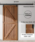 Heavy Duty Box Rail Sliding Barn Door Hardware Kit With Aluminum Alloy Box Rail Track Wall Mount For Single Door Smooth Quiet Operation Easy To Install Fits Doors Up To 30 Inches Wide And 1 To 1.81 Inches Thick Up To 330 Lbs No Door Included installed with wooden barn door.