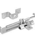 Secure, heavy duty barn door latch with cam style lock for 7 inch barn and bi-parting doors, rustproof zinc with adjustable length
