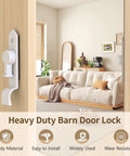 90 Degree Barn Door Lock And Latch Heavy Duty Flip Gate Latch With Handle installed on a wooden door, interior view