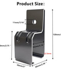 Side view of Box Rail Hanger Bracket Heavy Duty Barn Door Hardware 4 Pack Black with dimensions and mounting hole visible.