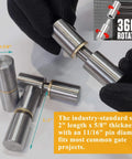Close-up of Barrel Gate Hinges 4 Pack 2 Inch By Five Eighth Inch Detachable Pin With Brass Washer Heavy Duty Up To 500 Lb For Gates.