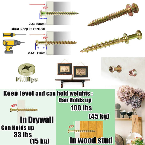 Heavy Duty Double Headed Bear Claw Picture Hanging Screws Set by Laffeya, installation and weight capacity details displayed.