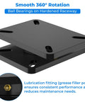 Greaseable 5000 Lb Rating Heavy Duty Bearing Plate Turntable with black steel kingpinless design, lubrication fitting shown