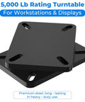 Greaseable 5000 Lb Rating Heavy Duty Bearing Plate Turntable For Workstations And Displays, Black Steel Platform, front view