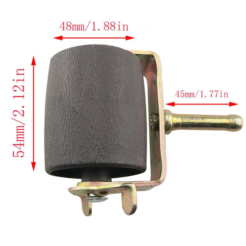 Close-up of a metal bed frame caster with brake, showing dimensions for standard leg sockets; two pack heavy duty metal bed frame casters with brakes locking casters for furniture standard leg sockets on bed frames 600 lb weight capacity smooth rolling on carpet or hard floors.