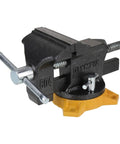 4-Inch Bench Vise for Workshop Use With 270-Degree Swivel Base, Heavy Duty 4-Lug Base, Gray Finish