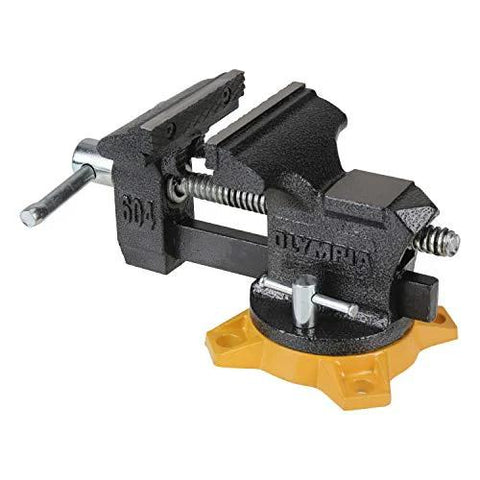 4-Inch Bench Vise for Workshop Use With 270-Degree Swivel Base, Heavy Duty 4-Lug Base, Powder Coated Gray Finish