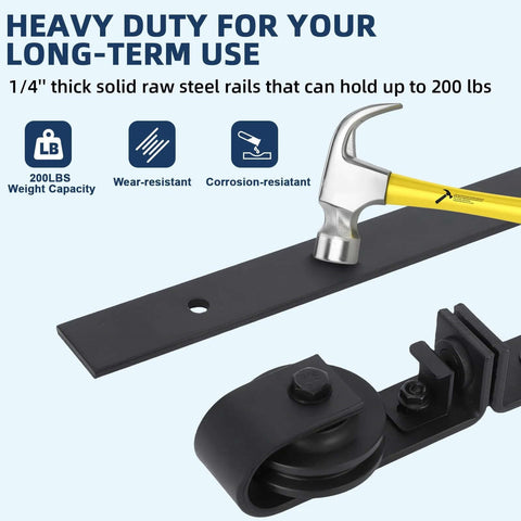 36 Inch Bifold Sliding Barn Door Hardware Track Kit For Two 16 Inch Bi Fold Closet Doors Heavy Duty Steel Rails with Hammer