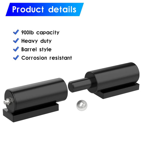 Heavy Duty Gate Hinges 7 Inches- 2 Pack Weld On Install Black Iron Barrel Hinge 900lbs Capacity, showing product details