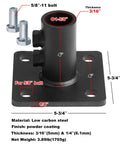 Heavy Duty Black Chain Link Fence Post Floor Flange Base Fits 1-5/8 Inch OD Posts 5-3/4 By 5-3/4 Inch Plate with bolts