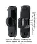 Upgrade heavy duty flip door latch that adapts from 90 to 180 degrees shown in black, side-by-side view for gates and doors.