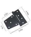 Heavy Duty 3.5 Inch Gate Hinges Set in black iron finish, showing hinge dimensions for large wooden gates or barn doors