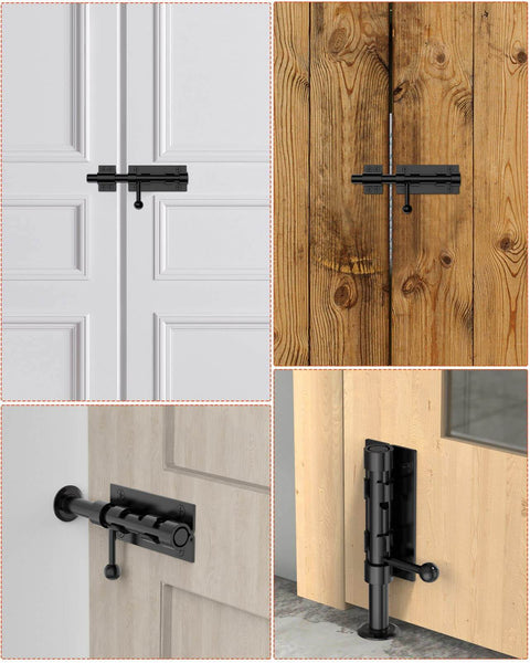 Securely latch gates with a heavy duty slide bolt gate latch in 304 stainless steel with a durable black electroplating finish installed