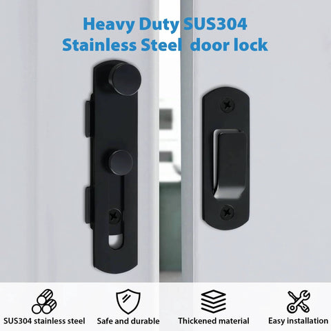 4 inch Flip Latch Gate Latches, Safety Door Lock for Barn Wood Fence Sliding French Doors, Heavy Duty SUS304 Stainless Steel Matte Black MS9500-B