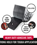Heavy Duty Tape With Adhesive, Industrial Strength Hook And Loop Fasteners, 15 Feet By 2 Inches, Black, Peel and Stick