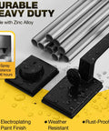 Zinc alloy construction of Beefed Up Heavy Duty Front Door Lock Set with handle and deadbolt, matte black finish, weather resistant.
