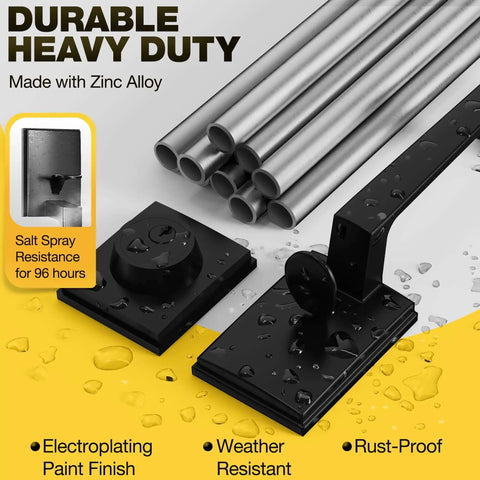 Zinc alloy construction of Beefed Up Heavy Duty Front Door Lock Set with handle and deadbolt, matte black finish, weather resistant.