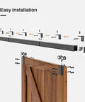 Diagram showing installation of Heavy Duty Box Rail Sliding Barn Door Hardware Kit With Aluminum Alloy Box Rail Track Wall Mount