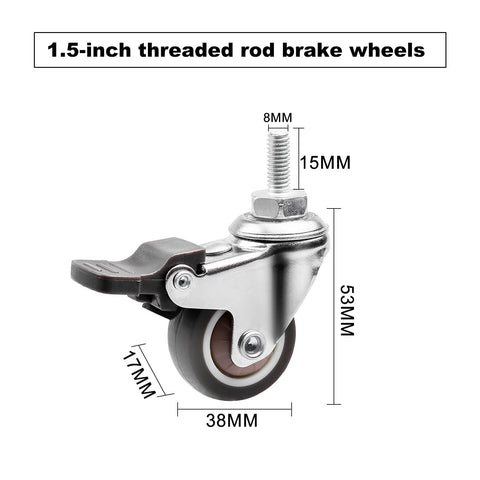 Heavy Duty Metal Castor Wheel With Brakes For Adjustable Height Standing Desks And Moving Furniture, Trolleys And Workbenches