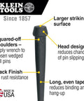 Heavy Duty Bull Pin For Alignment And Metalworking With Forged Heat Treated Broad Head 1 1/4 Inch Black Finish Made In USA