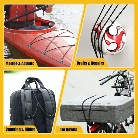 Heavy Duty Marine Grade Bungee Cords Roll 1/4 Inch By 100 Feet for kayak decks, crafts, camping gear, and bike tie-downs.