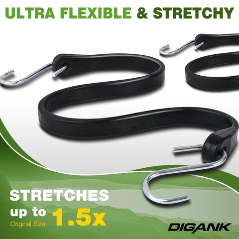 Heavy Duty Bungee Cords With Hooks 10 Pack In 10 15 21 31 Inch Lengths Durable Outdoor Rubber Tarp Straps With Crimped S Hooks