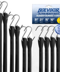 Heavy Duty Bungee Cords With Hooks Set EPDM Rubber Tarp Straps 10 15 21 31 Inch Max Stretch 2x Load Over 180 Lbs in packaging