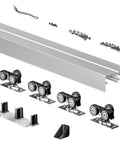 Heavy Duty Bypass Sliding Closet Door Track Hardware Set With Aluminum Pocket Rail 72 Inch Long 6 Feet For Two Door System